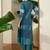 Teal printed pure cotton kurta trouser set
