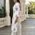White printed pure cotton kurta trouser set