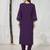 Purple embroidered viscose rayon kurta trouser set