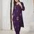 Purple embroidered viscose rayon kurta trouser set