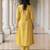 Yellow embroidered pure cotton kurta trouser set