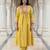 Yellow embroidered pure cotton kurta trouser set