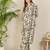 Cream printed pure cotton kurta trouser set