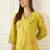 Yellow embroidered viscose rayon kurta trouser set
