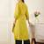 Yellow embroidered viscose rayon kurta trouser set
