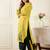Yellow embroidered viscose rayon kurta trouser set