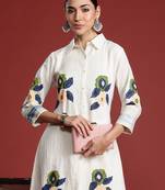 Off white printed pure cotton kurta trouser set