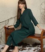 Green printed pure cotton kurta trouser set