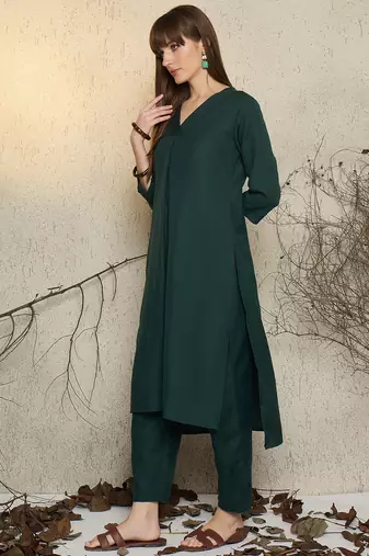 Green printed pure cotton kurta trouser set