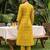 Yellow printed pure cotton kurta trouser set