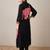 Black embroidered viscose rayon kurta trouser set