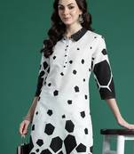 Off white printed pure cotton kurta trouser set