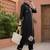 Black embroidered pure cotton kurta trouser set