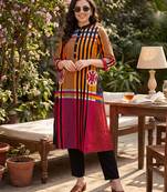 Multicolor printed pure cotton kurta trouser set