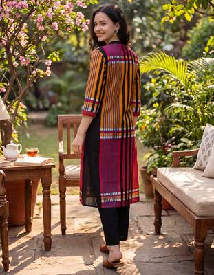 Multicolor printed pure cotton kurta trouser set 3