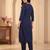 Navy blue printed pure cotton kurta trouser set