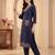Navy blue printed pure cotton kurta trouser set