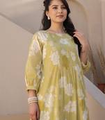 Green printed pure cotton kurta trouser set