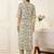 Off white printed viscose rayon kurta trouser set