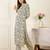 Off white printed viscose rayon kurta trouser set