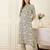 Off white printed viscose rayon kurta trouser set