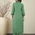 Green embroidered pure cotton kurta trouser set