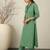 Green embroidered pure cotton kurta trouser set