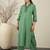 Green embroidered pure cotton kurta trouser set