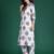 White printed pure cotton kurta trouser set