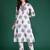 White printed pure cotton kurta trouser set