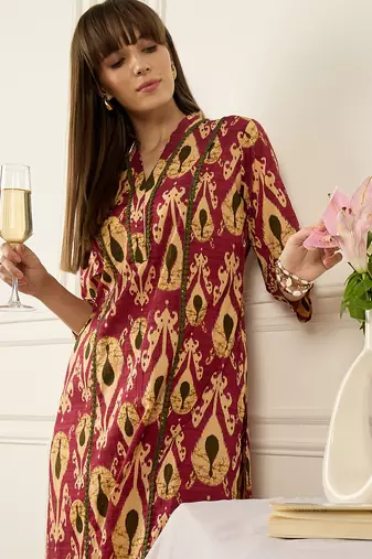 Pink printed pure cotton kurta trouser set