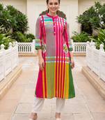 Multicolor printed pure cotton kurta trouser set