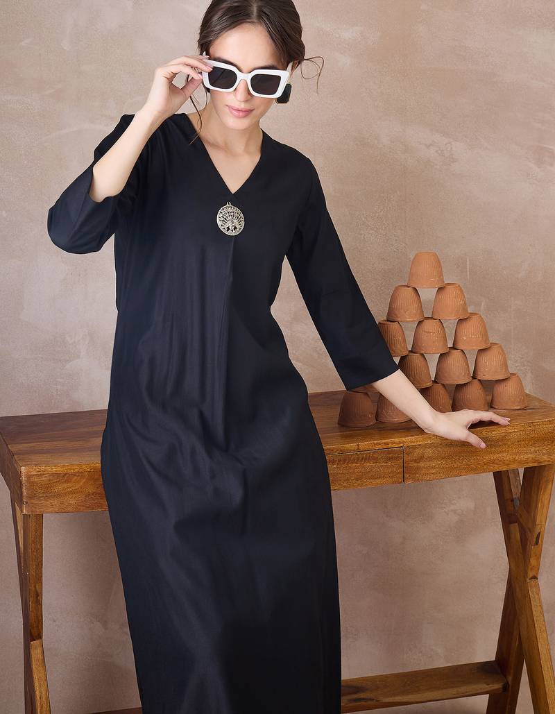 Black printed liva kurta trouser set