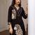 Black printed viscose rayon kurta trouser set