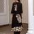 Black printed viscose rayon kurta trouser set