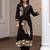 Black printed viscose rayon kurta trouser set