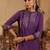 Purple embroidered silk kurta trouser set