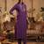 Purple embroidered silk kurta trouser set