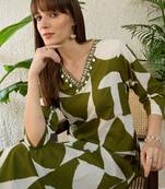 Green printed pure cotton kurta trouser set