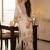Beige embroidered pure cotton kurta trouser set