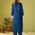Blue embroidered viscose rayon kurta trouser set