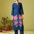 Blue embroidered viscose rayon kurta trouser set