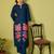 Blue embroidered viscose rayon kurta trouser set