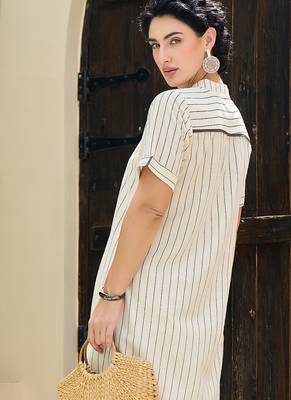 Off white printed pure cotton kurta trouser set 2