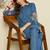 Blue embroidered viscose rayon kurta trouser set