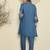 Blue embroidered viscose rayon kurta trouser set