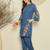 Blue embroidered viscose rayon kurta trouser set