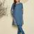 Blue embroidered viscose rayon kurta trouser set