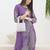 Purple embroidered viscose rayon kurta trouser set