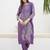 Purple embroidered viscose rayon kurta trouser set